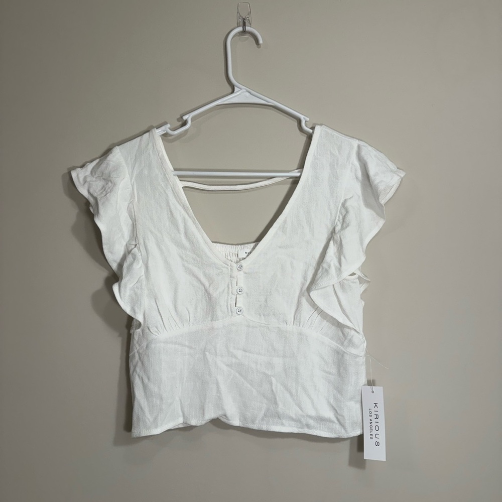 Kirious White Ruffle Blouse